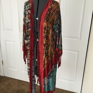 Boho burnout velvet fringed topper Chico’s artsy!